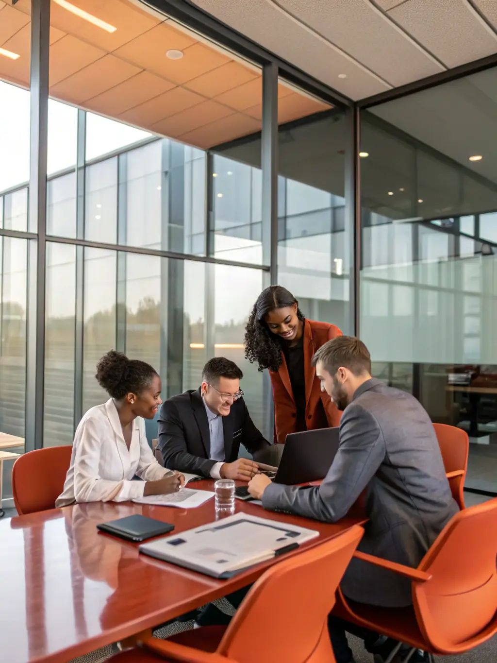 A diverse team of temporary workers collaborating on a project in a warehouse, showcasing the flexibility of contract staffing solutions provided by GoHire Staffing.
